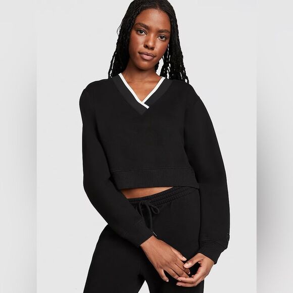 NWT PREMIUM FLEECE CROP V-NECK PULLOVER SZ XL - Picture 1 of 5